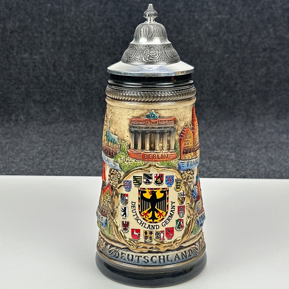 Zoller & Born Germany Beer Stein Limited Edition Lidded 3D Relief 3795/5000 0.5L